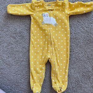 Child of mine 3-6 mo yellow & polkadot long sleeve footsie